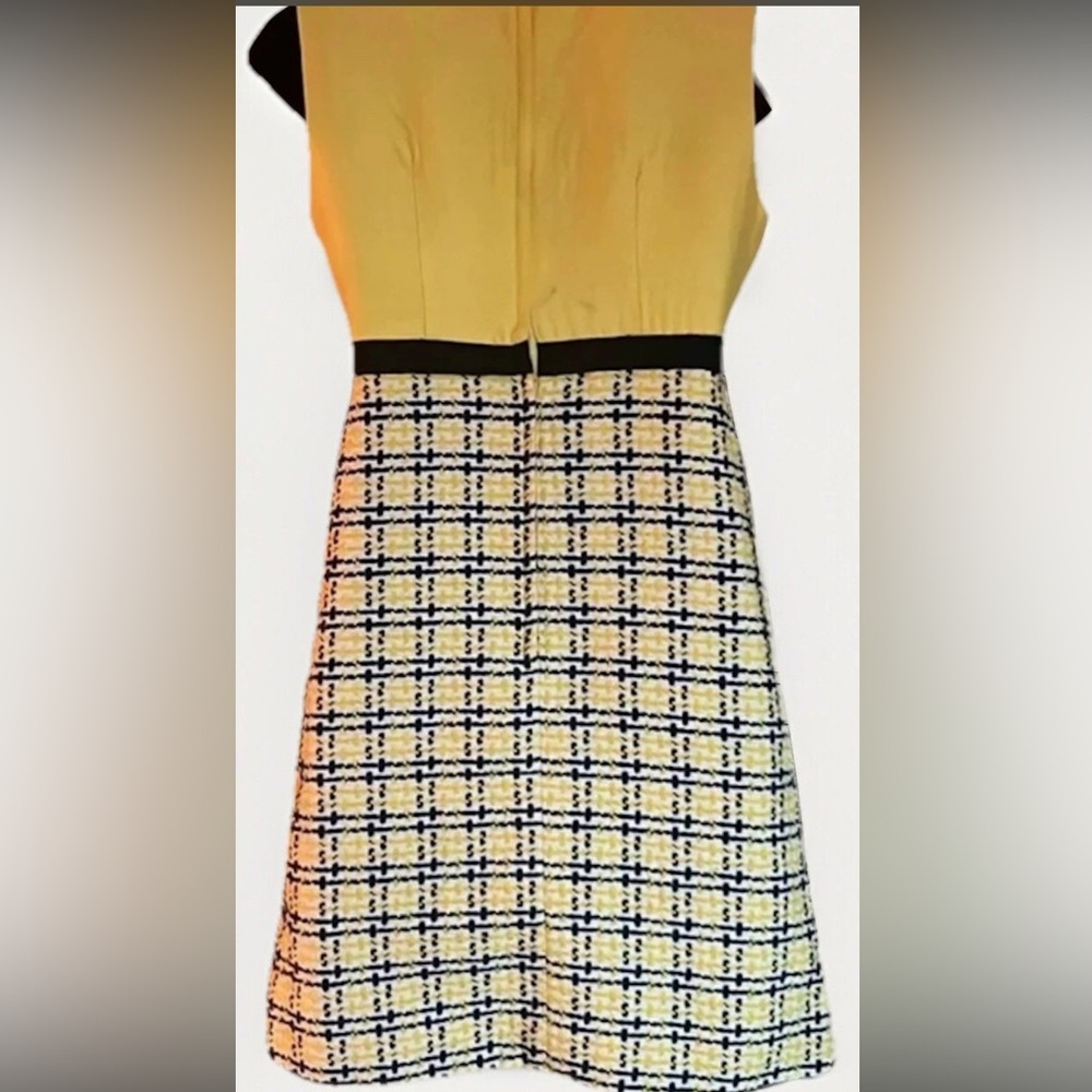 Vintage sheath Dress and Jacket yellow black white plaid tweed measures XS - Picture 5 of 11